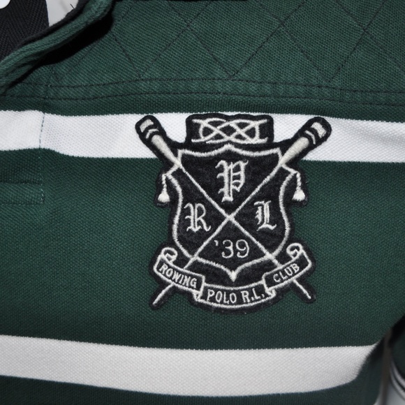 polo ralph lauren rugby polo shirt striped medium - Picture 5 of 7